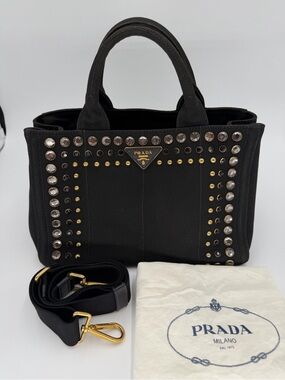 🖤💛Prada Canapa Bijou Two Way Tote Great Condition w/Dust Bag, Strap, and Entrupy